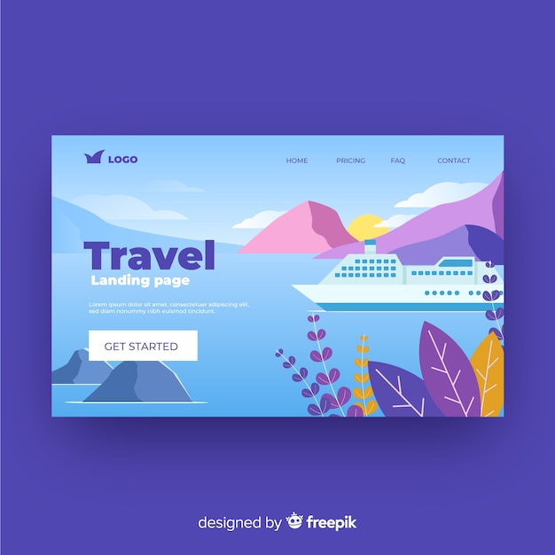 Flat travel landing page template