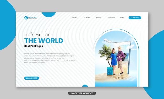 Flat traveling beautiful landing page template