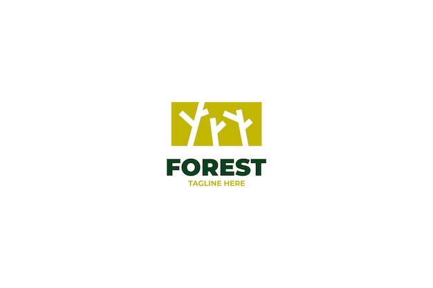 Alberi piatti foresta verde natura logo design illustrazione vettoriale idea