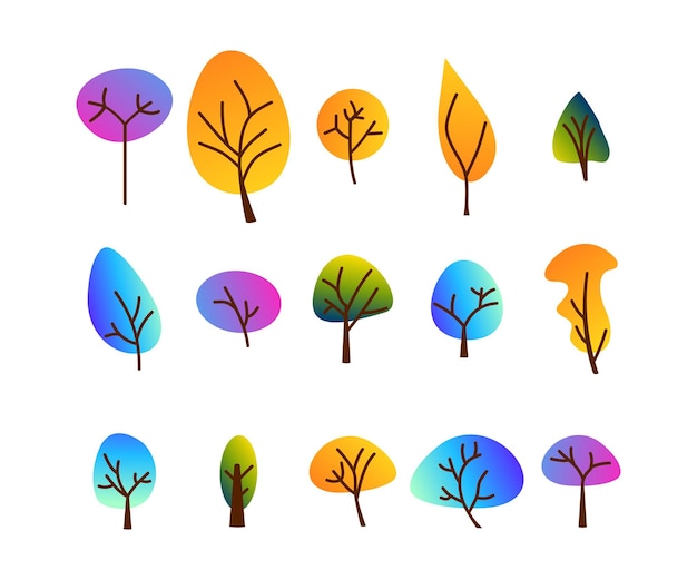 Flat trees in modern gradient flat design