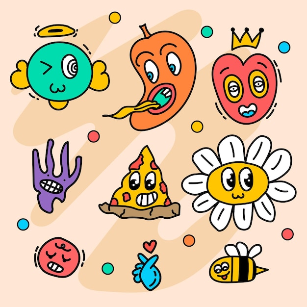 Flat trendy cartoon element collection vector illustration