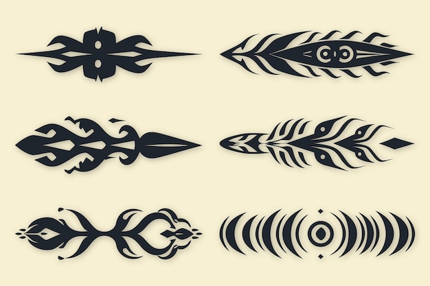 Vector flat tribal tattoo borders element