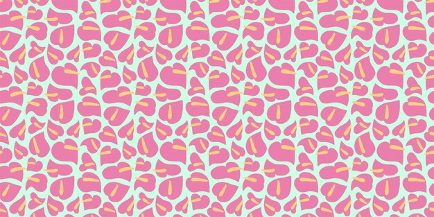 Flat tropical flowers seamless pattern background collection pink hawaiian Anthuriums