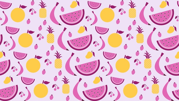 Вектор Плоский рисунок тропических фруктов только с двумя цветами