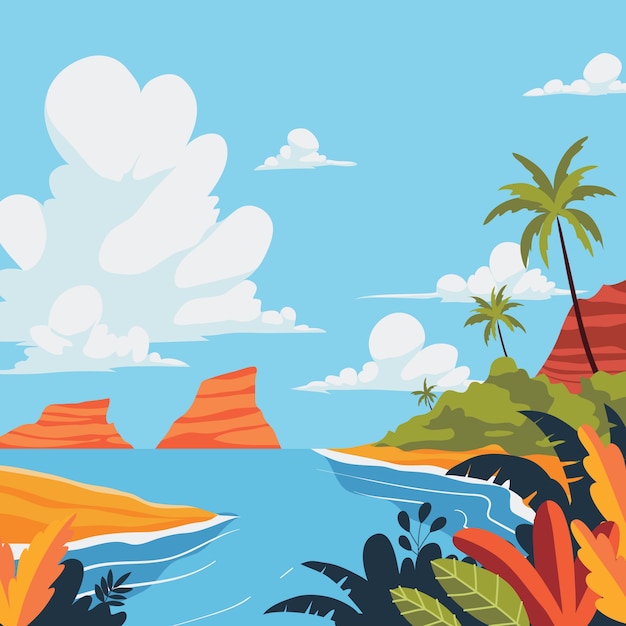 ベクトル flat tropical illustration