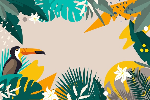 Vector flat tropical leaves background