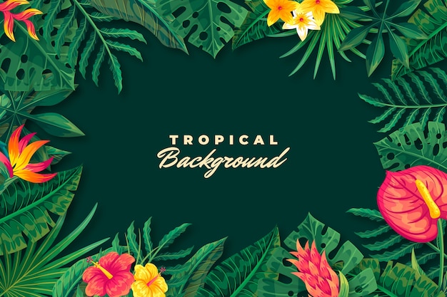 Flat tropical summer background with vegetation