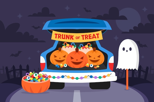 Vector flat trunk or treat background