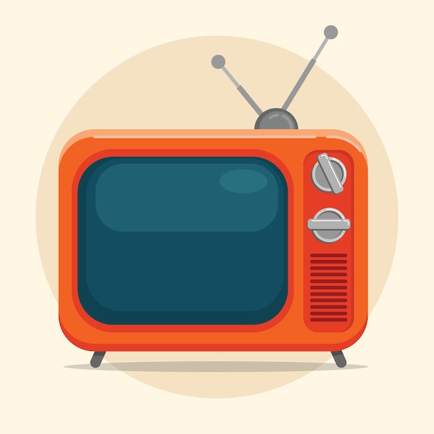 Flat tv retro cartoon