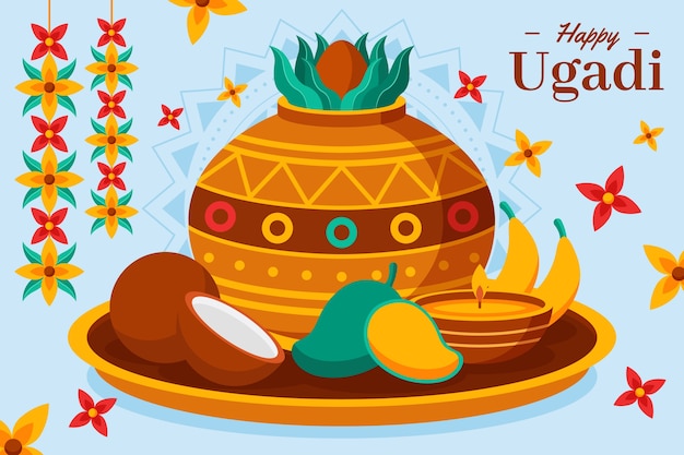 Vector flat ugadi background