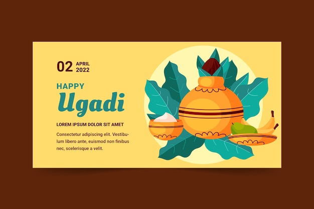 Vector flat ugadi horizontal banner template