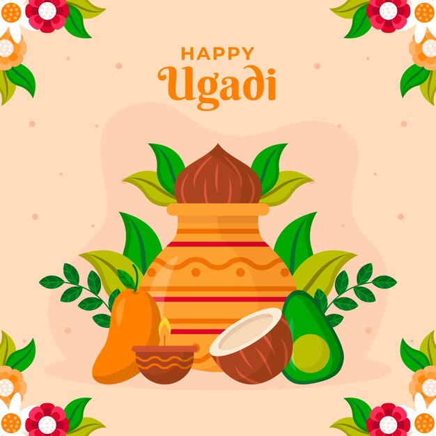 Illustrazione piatta dell'Ugadi