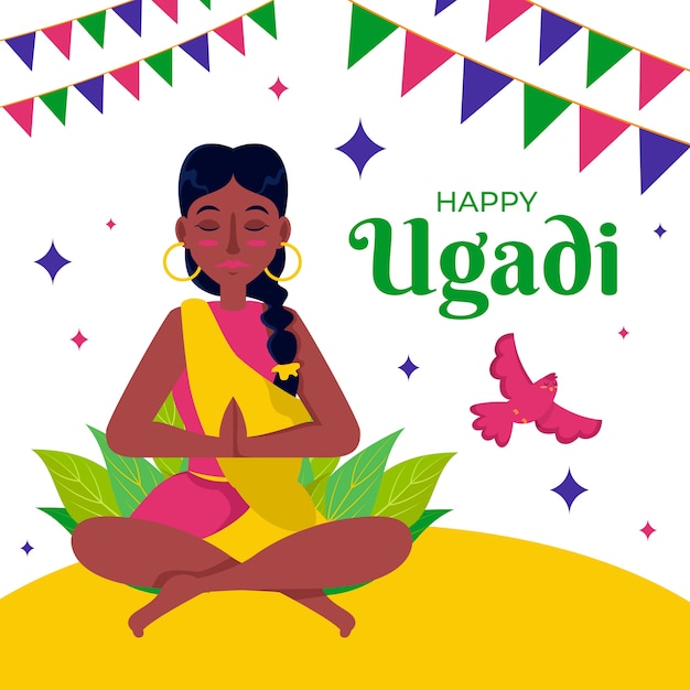 Flat ugadi illustration