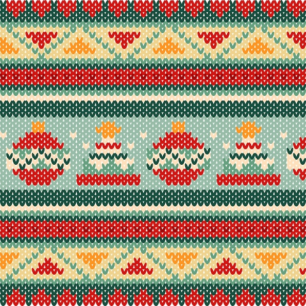 平らな醜いクリスマス セーター パターンの背景