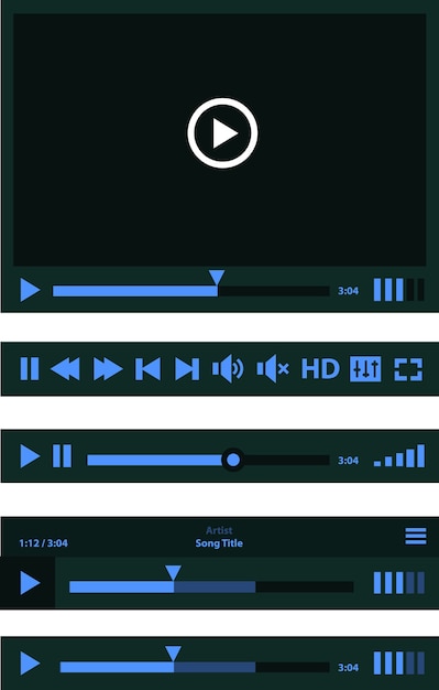 Flat ui design media player application template for tablet pc or smartphone