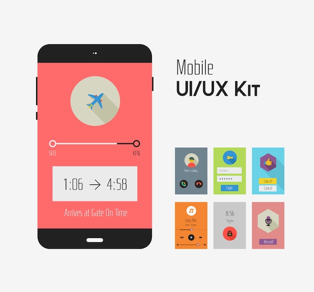 Комплект мобильных приложений flat ui или ux