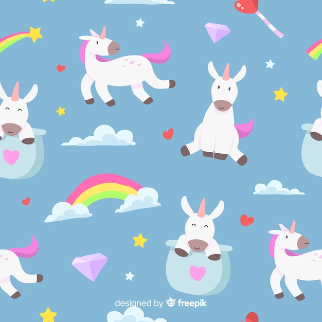 Vector flat unicorn pattern