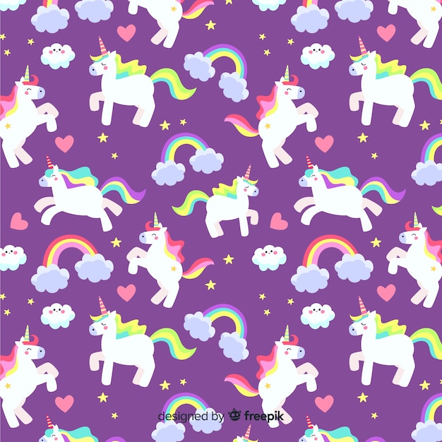 Vector flat unicorn pattern