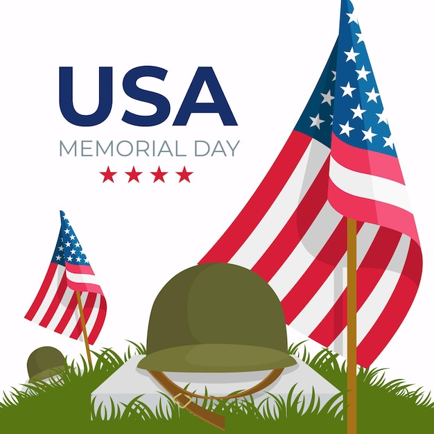 Flat usa memorial day illustration