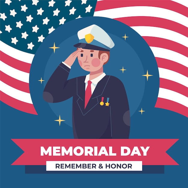 Vector flat usa memorial day illustration