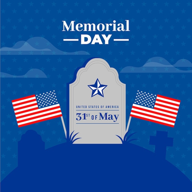 Flat usa memorial day illustration