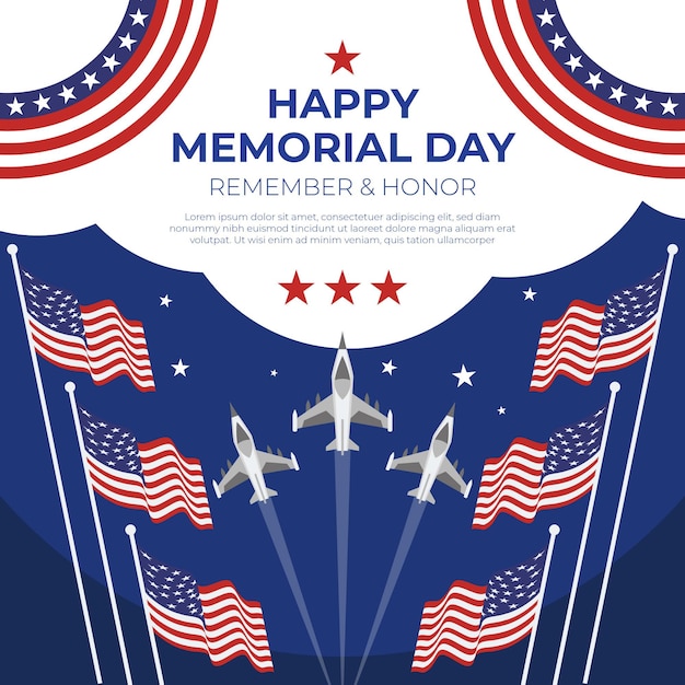 Vector flat usa memorial day illustration