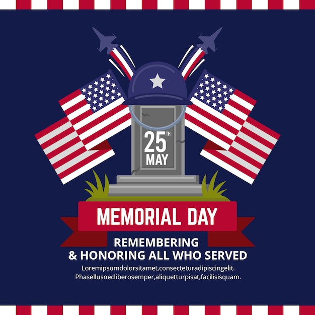 Flat usa memorial day illustration