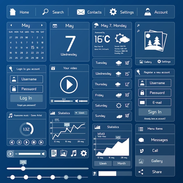 Vector flat user interface template