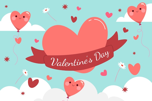 Flat valentine's day background