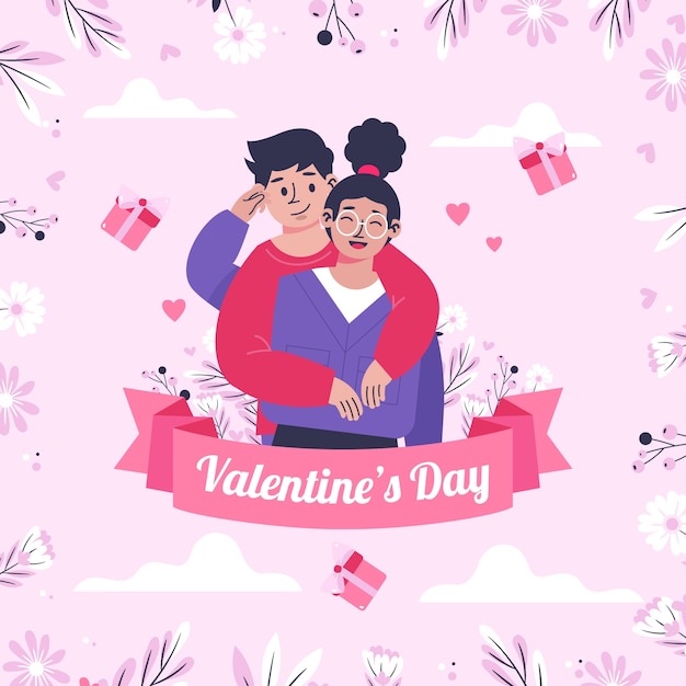 Vector flat valentine's day background