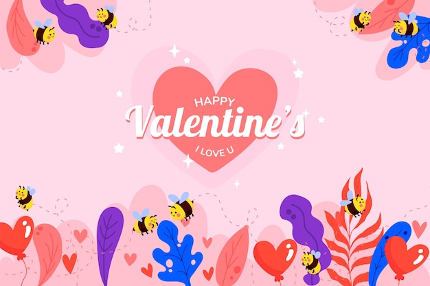 Flat valentine's day background