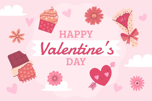 Flat valentine's day background