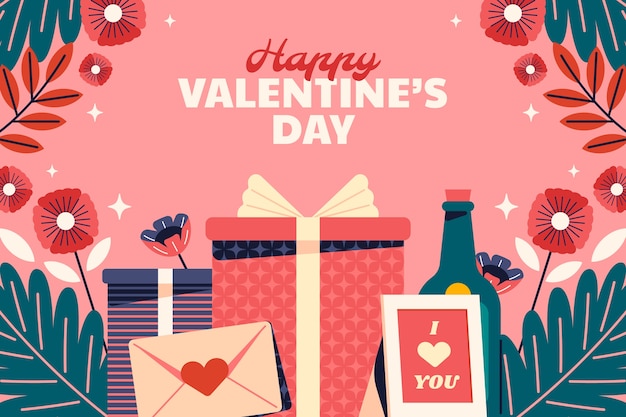 Vector flat valentine's day background