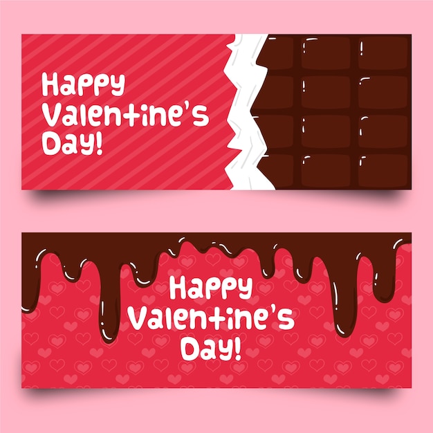 Vector flat valentine's day chocolate banners