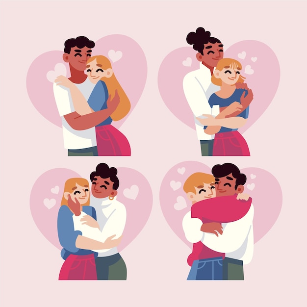 Vector flat valentine's day couple collection