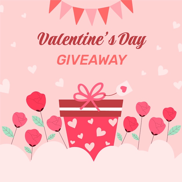 Vector flat valentine's day giveaway illustration