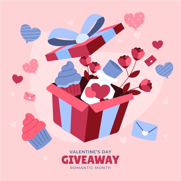 Vector flat valentine's day giveaway illustration