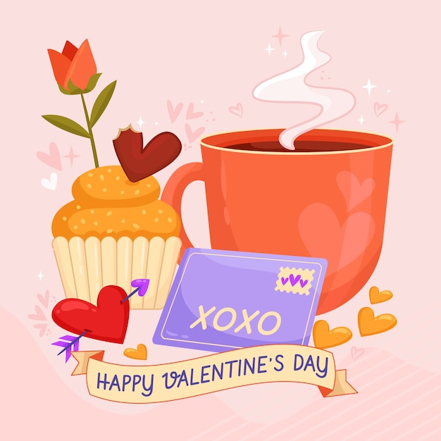 Vector flat valentine's day illustration