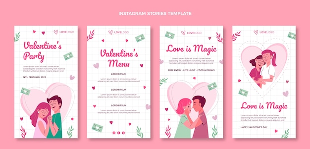 Raccolta di storie di instagram di san valentino piatto