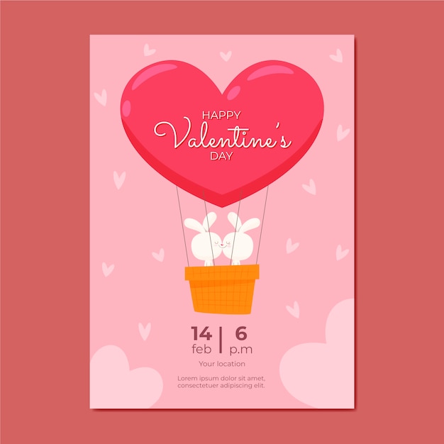 Flat valentine's day invitation template