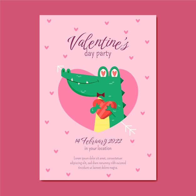 Vector flat valentine's day invitation template