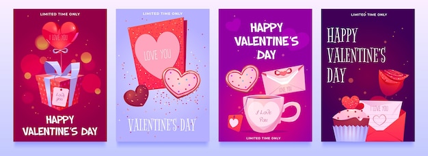 Flat valentine's day party flyers