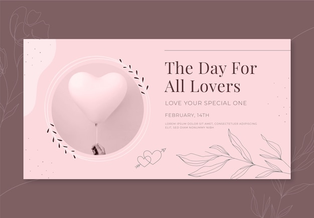 Flat valentine's day social media post template