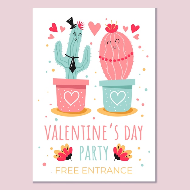 Vector flat valentine's day vertical poster template