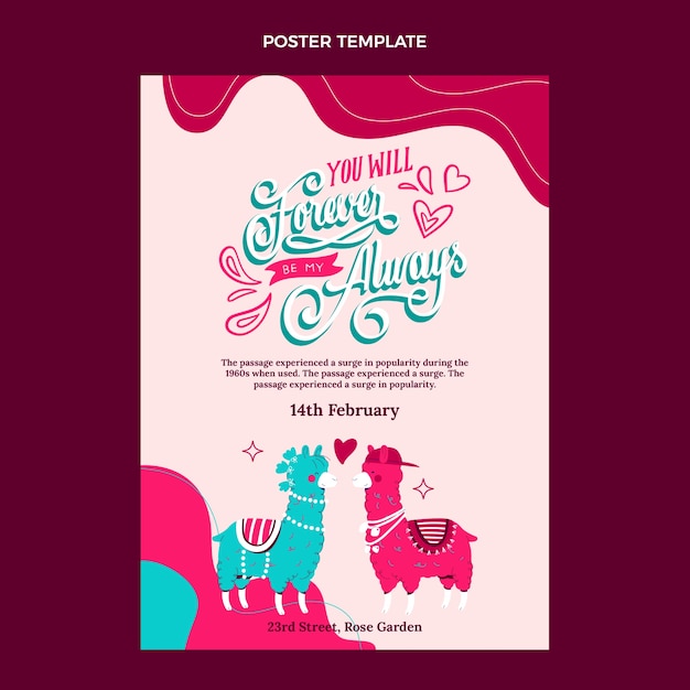 Flat valentine's day vertical poster template