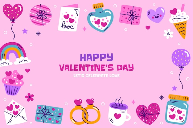 Vector flat valentines day celebration background