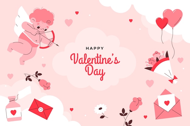 Vector flat valentines day celebration background