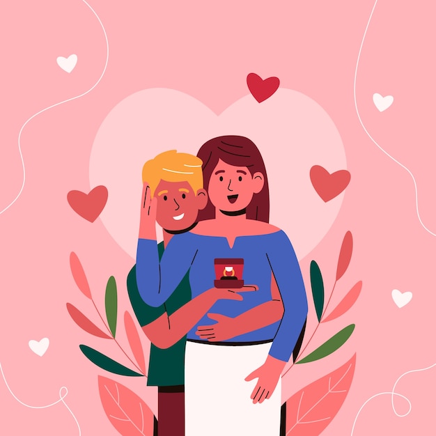 フラットバレンタインデーのお祝いイラスト