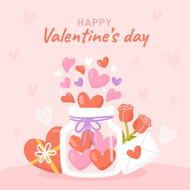 Vector flat valentines day celebration illustration