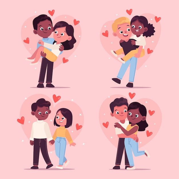 Vector flat valentines day couples collection